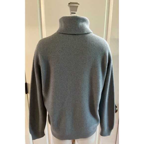Brunello Cucinelli 100% Cashmere Blue Turtleneck Sweater sz Medium Italy Monili - Picture 5 of 13